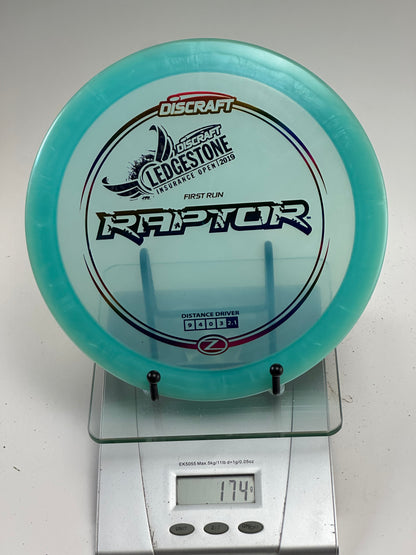 Discraft Z Raptor 2019 Ledgestone First Run Distance Driver (Clear Teal)
