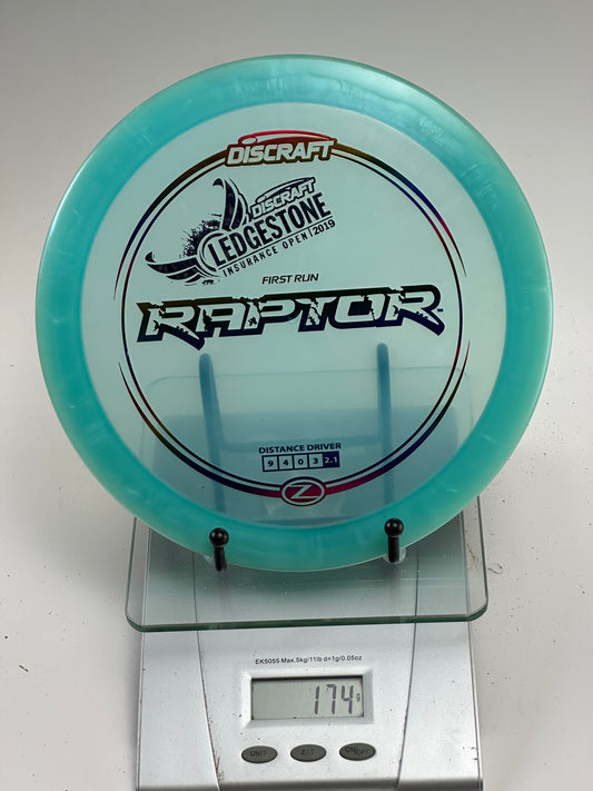 Discraft Z Raptor 2019 Ledgestone First Run Distance Driver (Clear Teal)