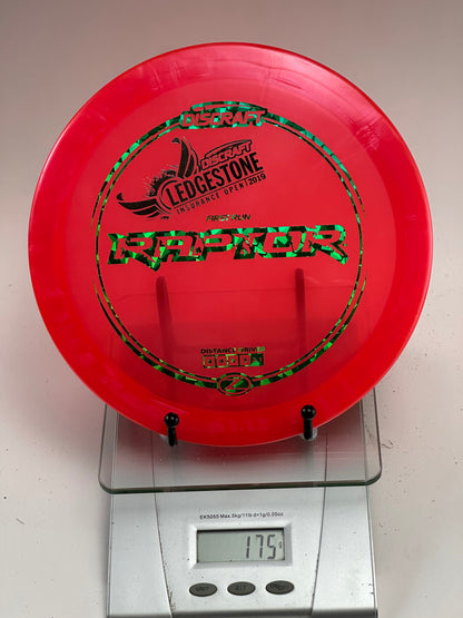 Discraft Z Raptor First Run 2019 Ledgestone Distance Driver - Clear Red