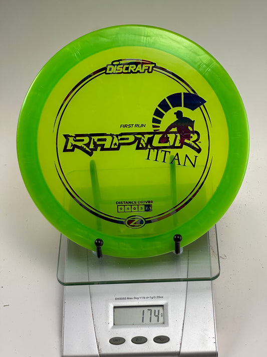 Discraft Raptor Z First Run Titan Stamp – Transparent Green 174g