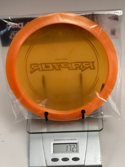 Discraft Z Raptor First Run Distance Driver - Transparent Orange w/ Blue Stamp