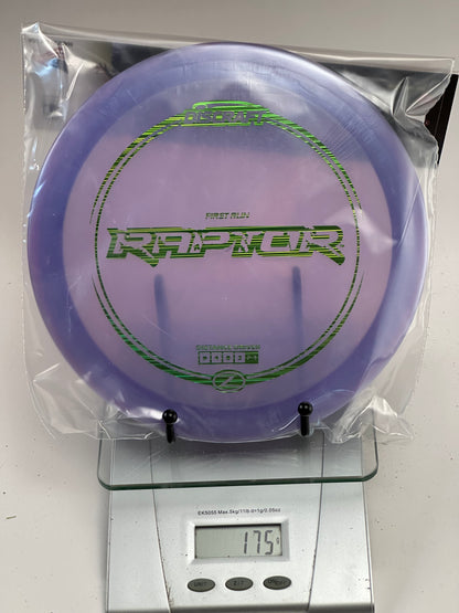Discraft First Run Z Raptor Distance Driver (Clear Purple) 175g