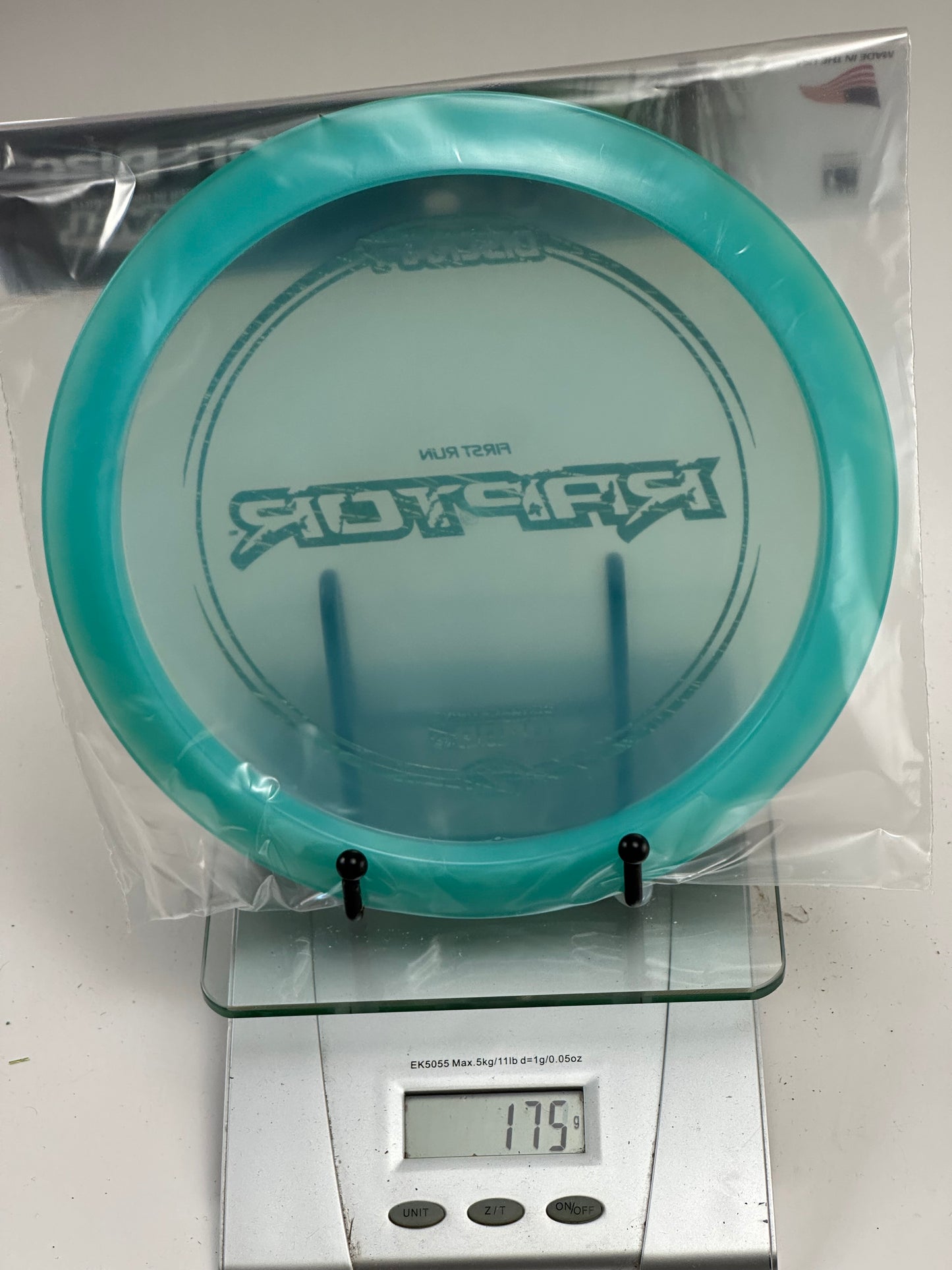 Discraft First Run Raptor Z Distance Driver | Clear Teal