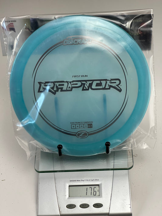 Discraft First Run Z Raptor Distance Driver - Transparent Blue