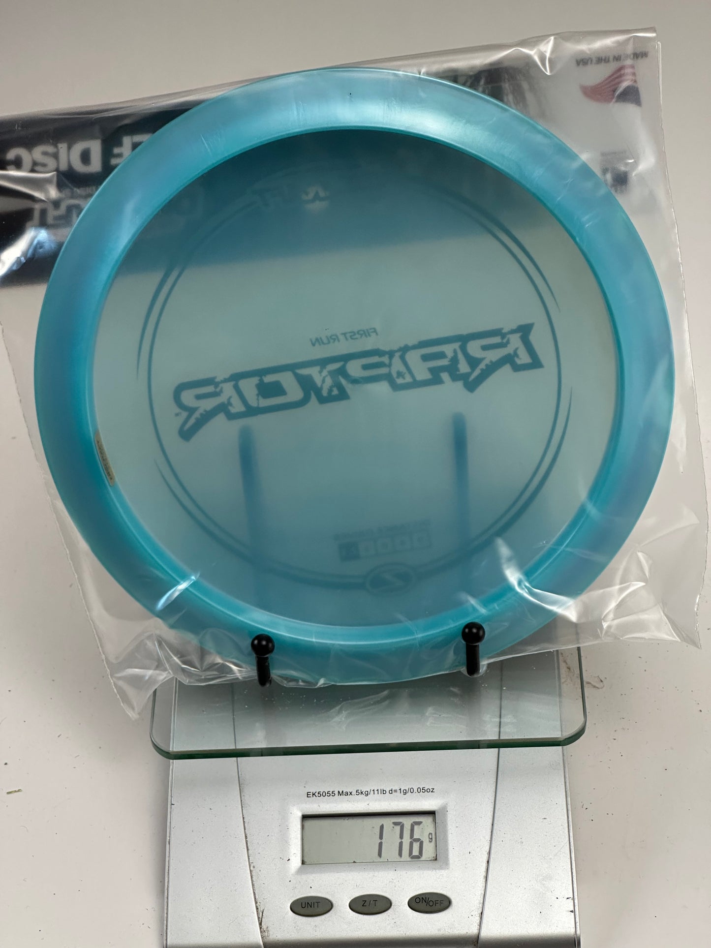 Discraft First Run Z Raptor Distance Driver - Transparent Blue