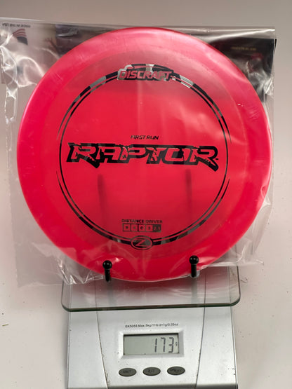 Discraft First Run Raptor Z (173g) Transparent Red Distance Driver