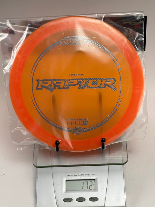 Discraft Raptor First Run Z (172g) Transparent Orange Distance Driver