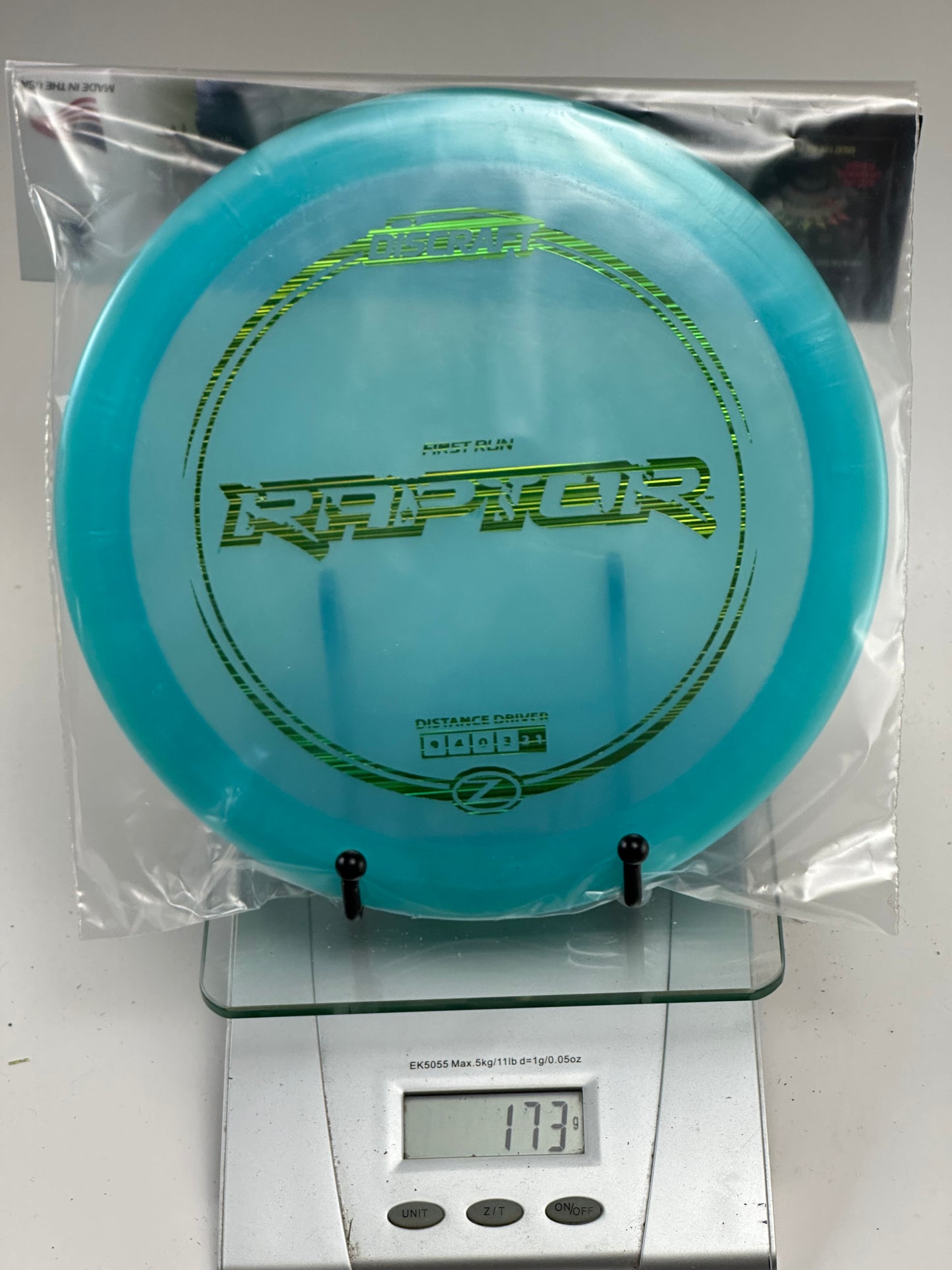 Discraft Z Raptor First Run Distance Driver - Transparent Blue