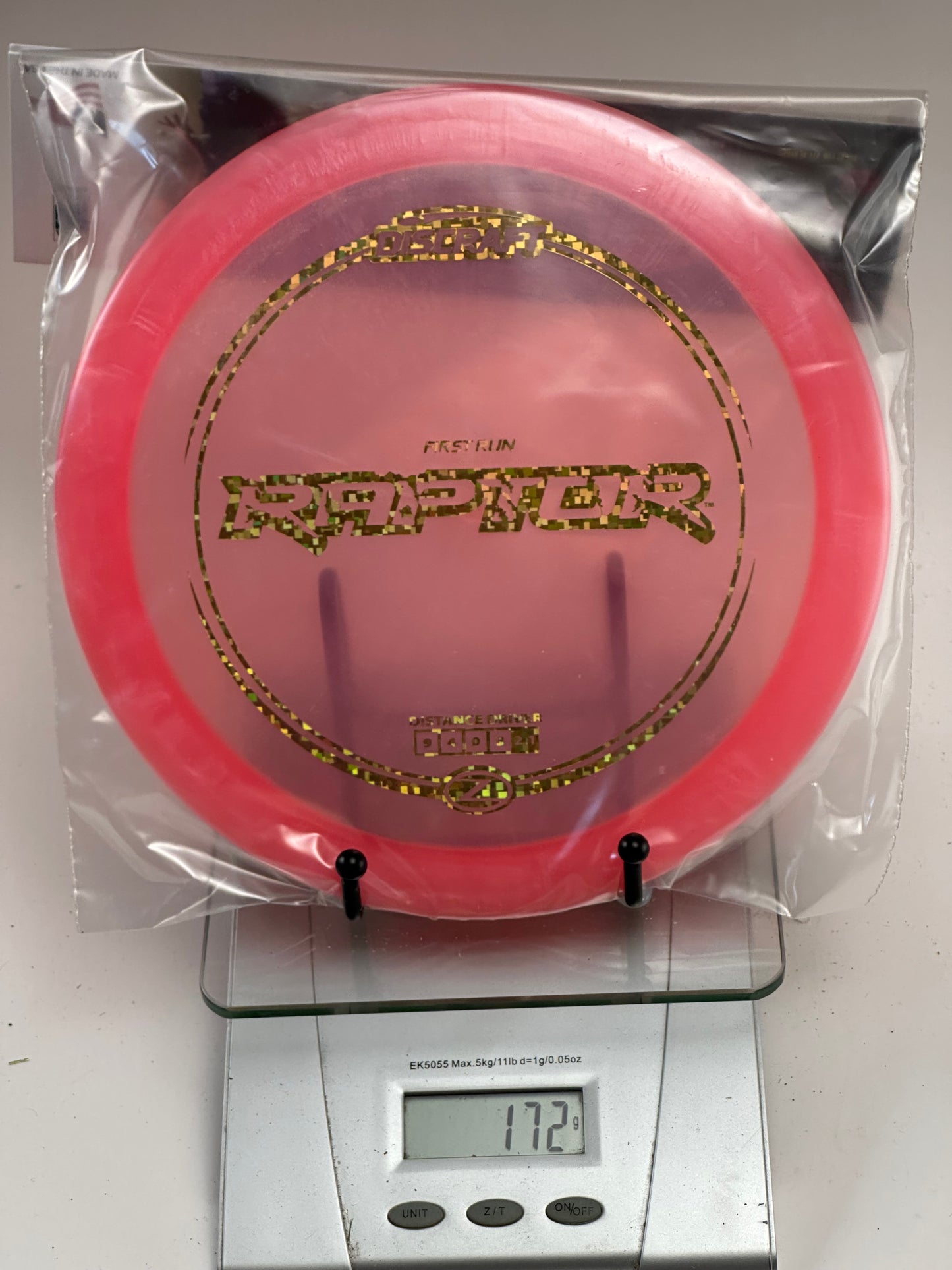 Discraft Raptor First Run Z Distance Driver - Clear Pink - 172g