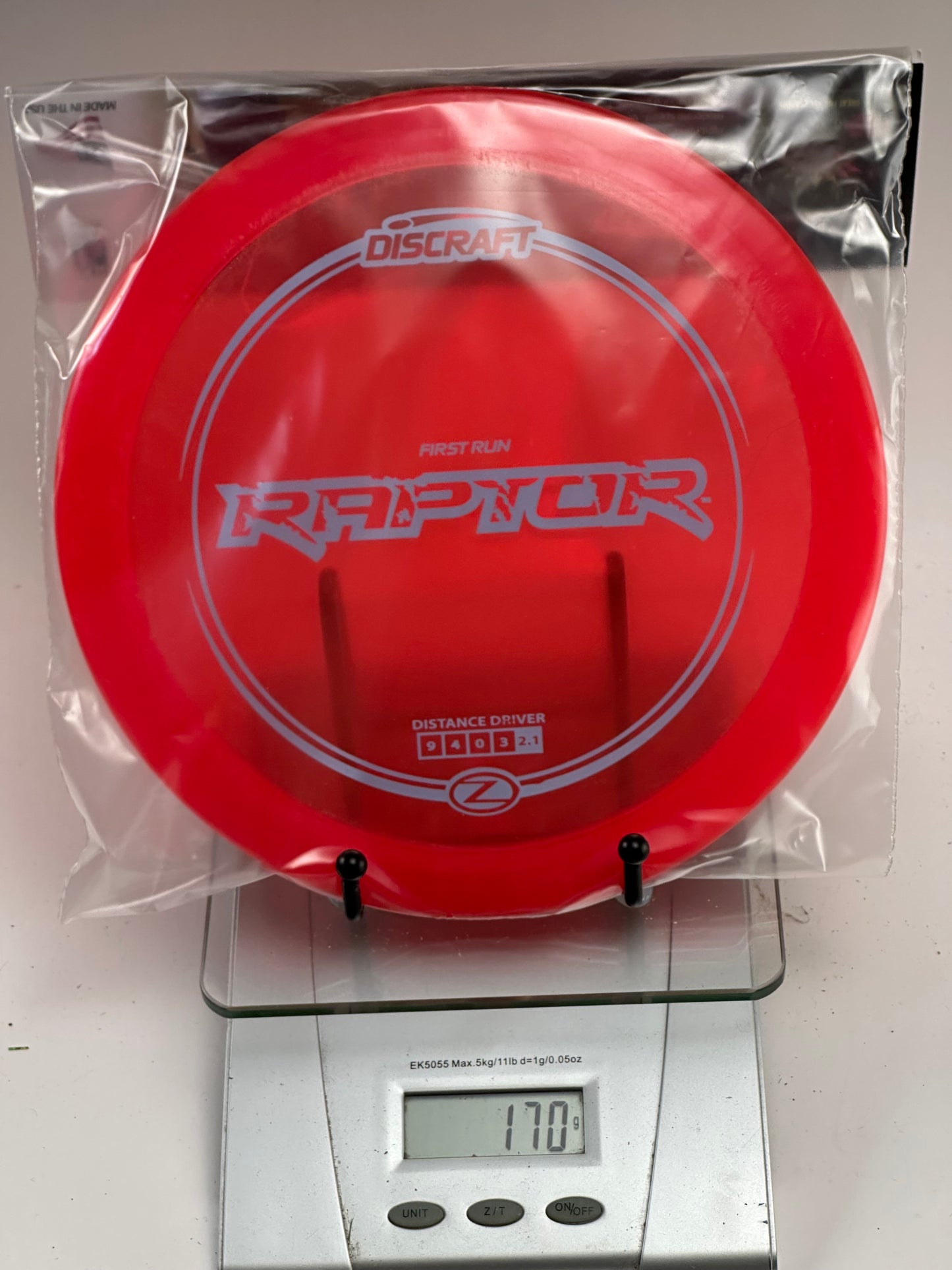 Discraft First Run Raptor (Z) Distance Driver – Transparent Red 170g