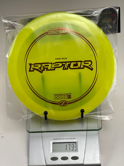 Discraft Z Raptor First Run Distance Driver (Clear Yellow) 179g