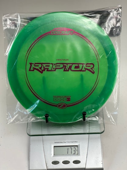 Discraft Raptor First Run Z (173g) – Transparent Green Distance Driver