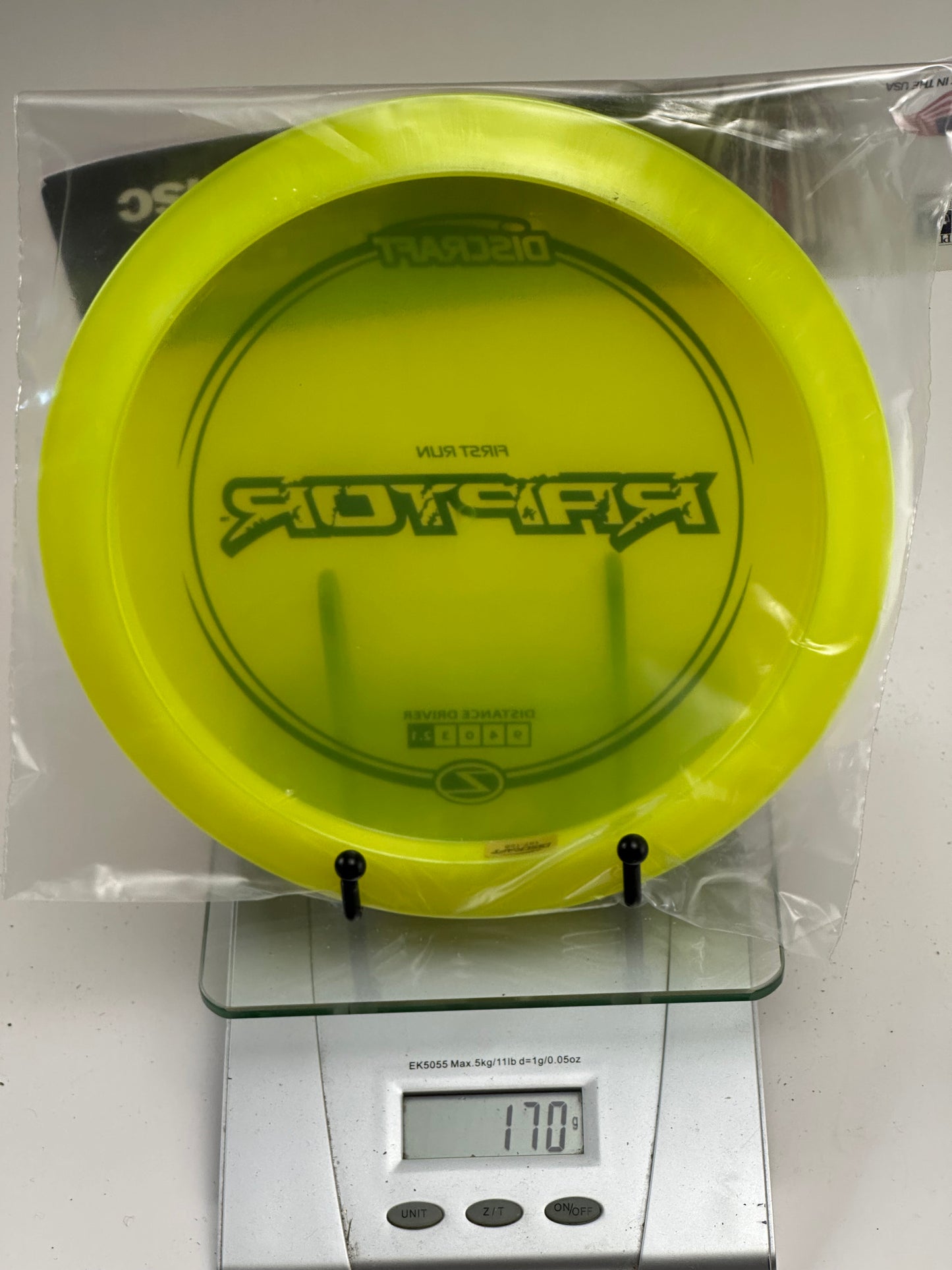 Discraft Z Raptor (First Run) Distance Driver - Transparent Yellow