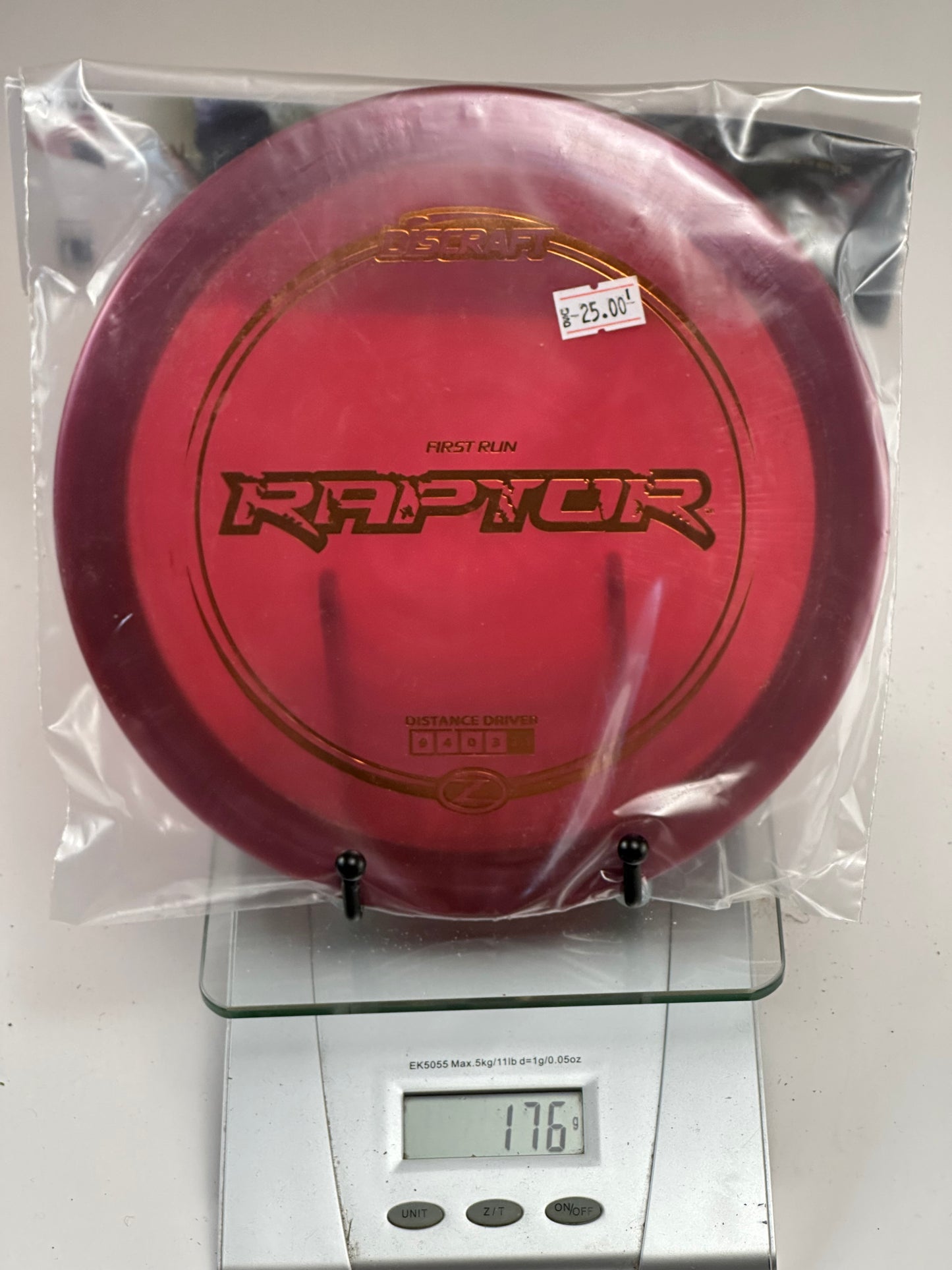 Discraft Raptor First Run Z Distance Driver - Transparent Red