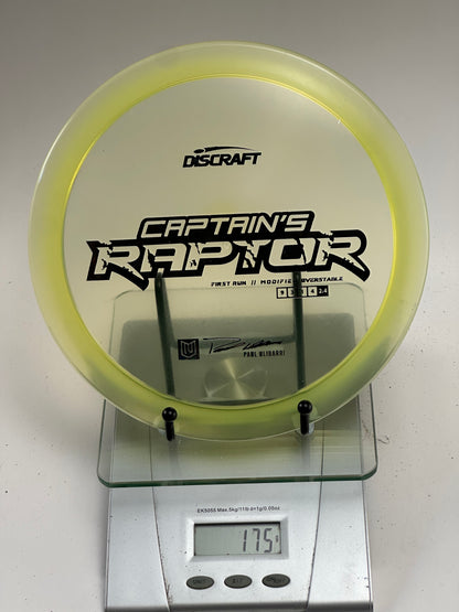 Discraft Captain’s Raptor First Run Z (Paul Ulibarri) Overstable Driver