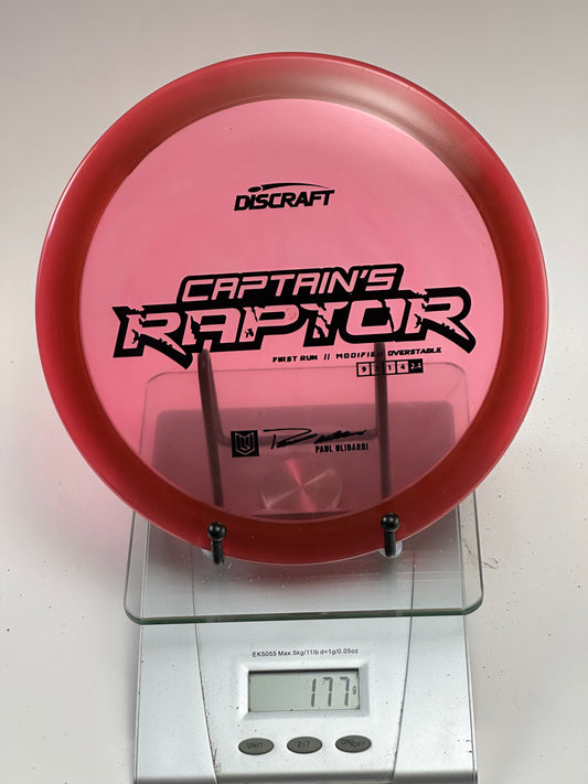 Discraft Captain's Raptor First Run Z (Paul Ulibarri) Overstable Driver