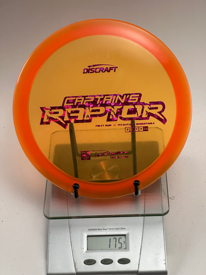Discraft Z Captain's Raptor First Run (Paul Ulibarri) Overstable Driver 175g