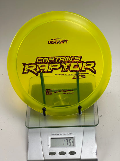 Discraft Z Captain's Raptor First Run (Paul Ulibarri) Distance Driver