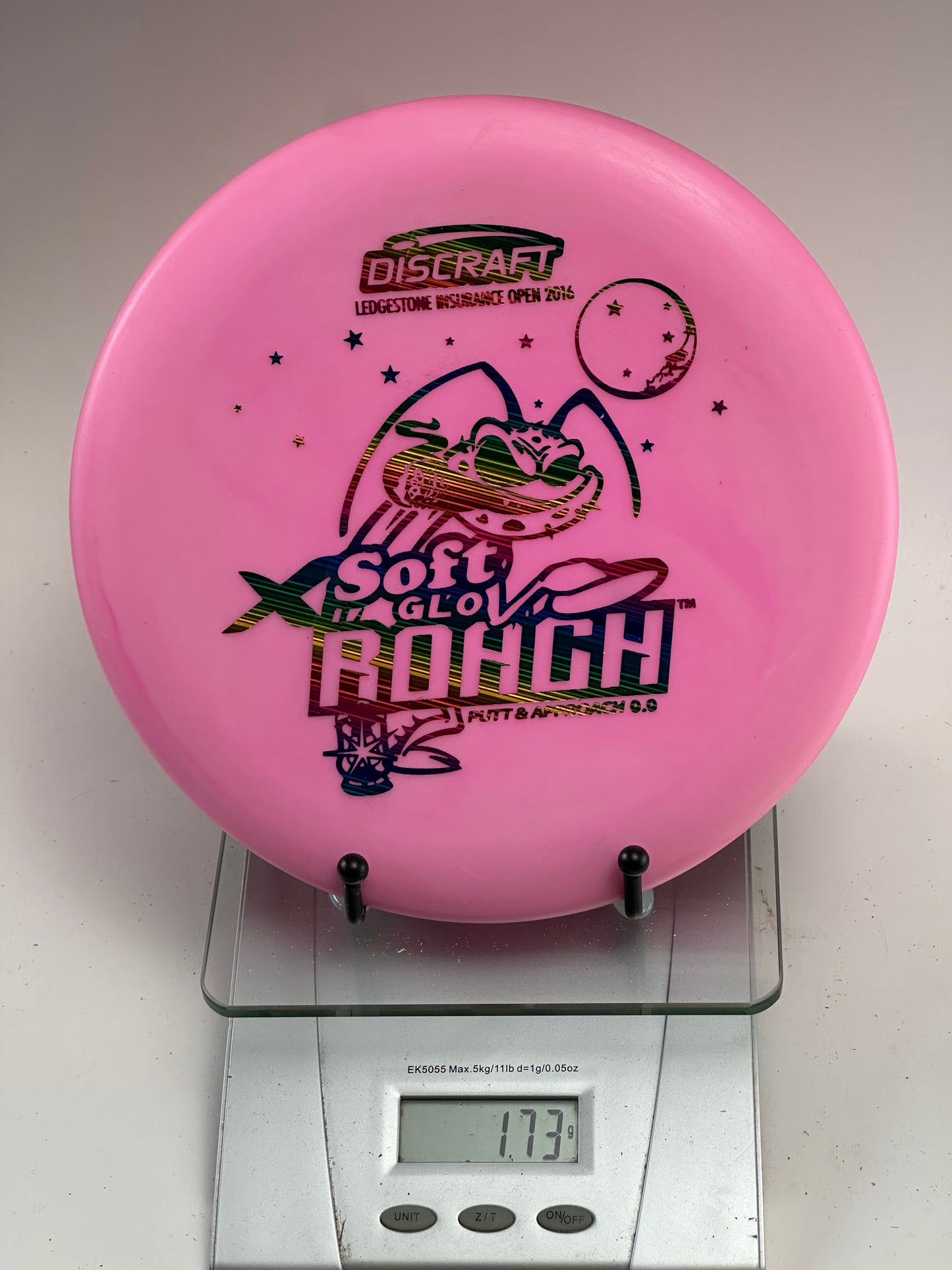 Discraft Soft Glow Roach (Ledgestone 2016) Pink w/ Rainbow Foil Stamp