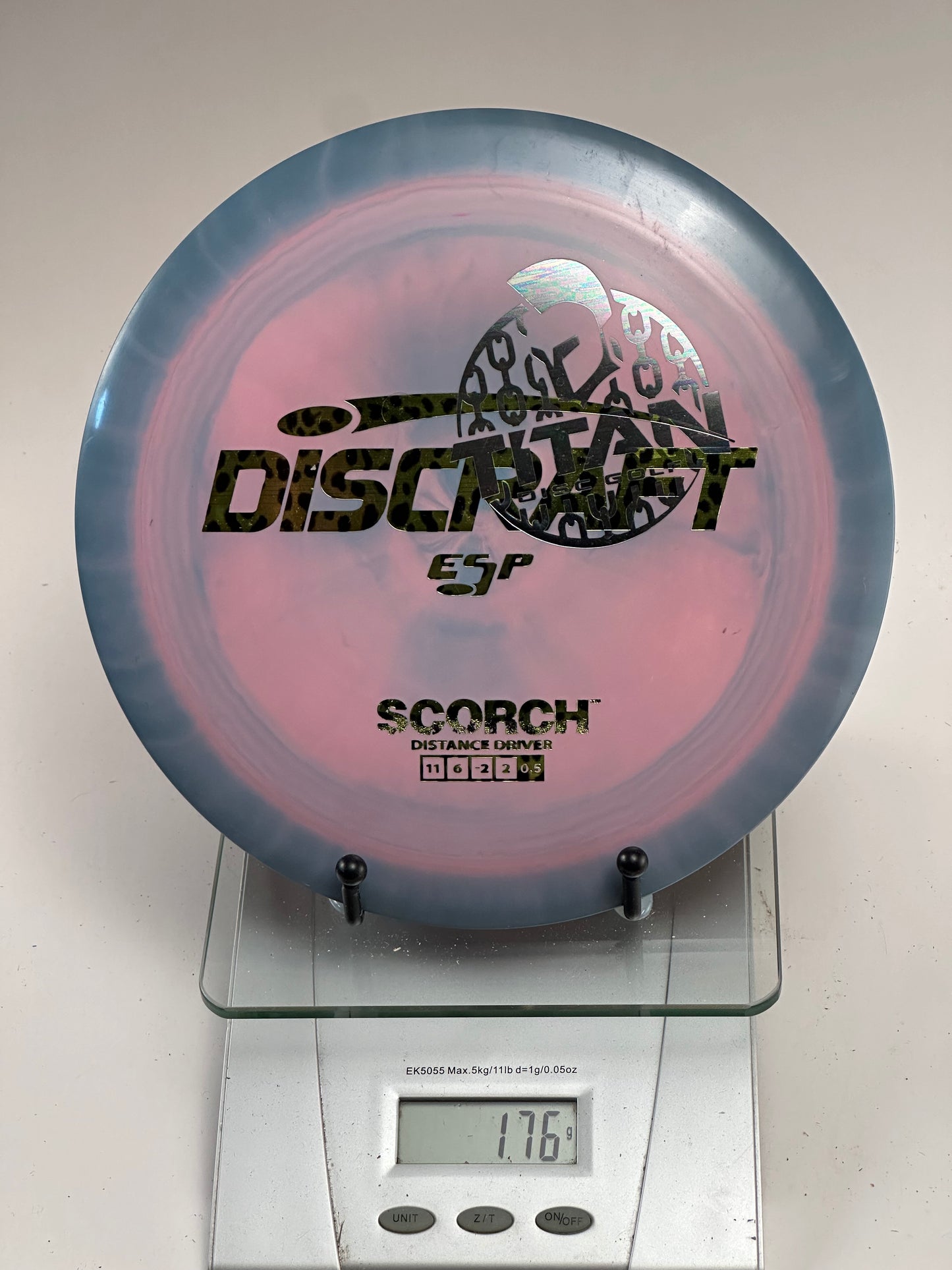 Discraft ESP Scorch – Pink/Blue Swirl w/ Leopard Discraft Stamp