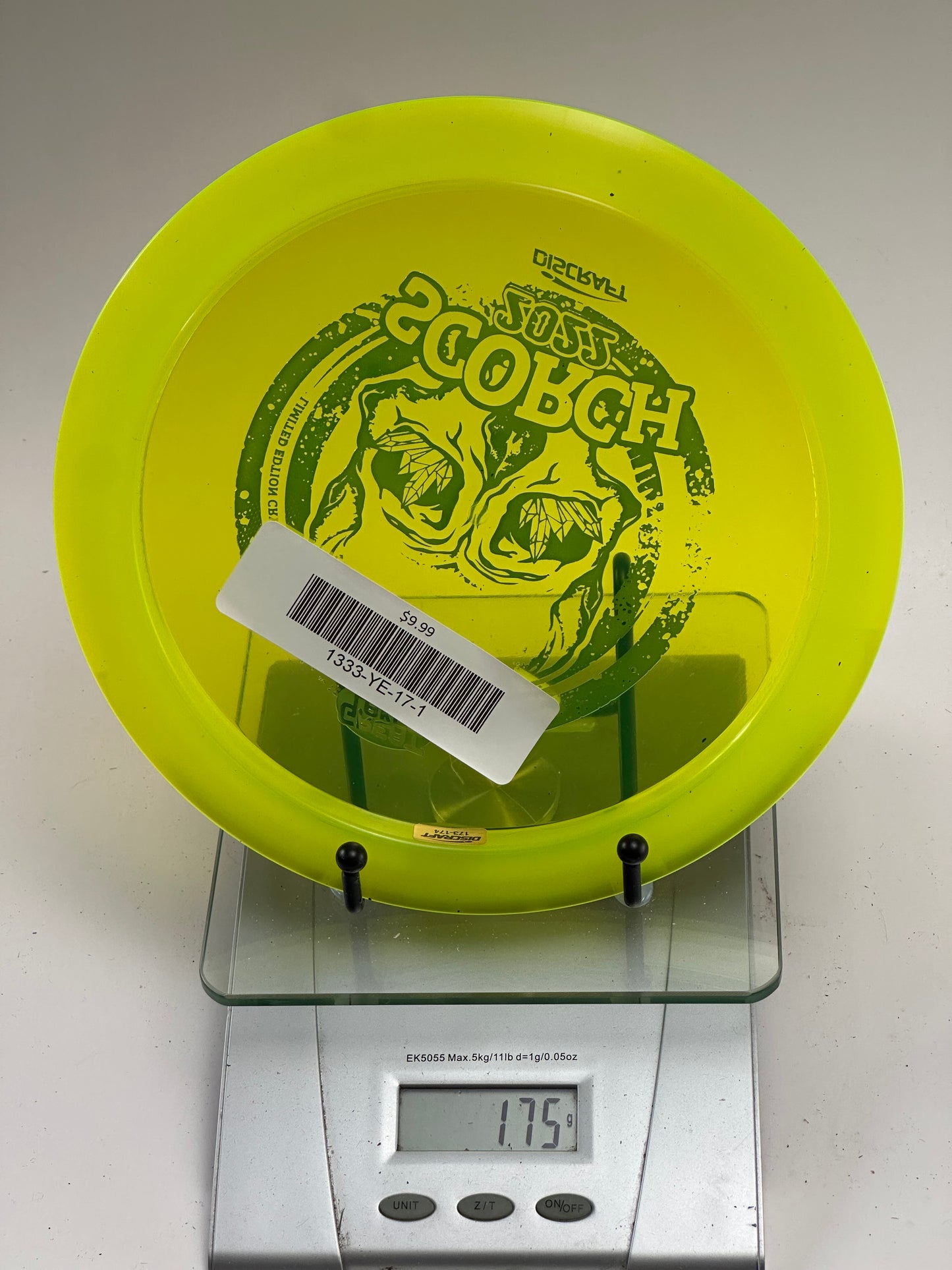 Discraft CryZtal FLX Scorch 2022 Limited Edition - Transparent Yellow Skull Stamp