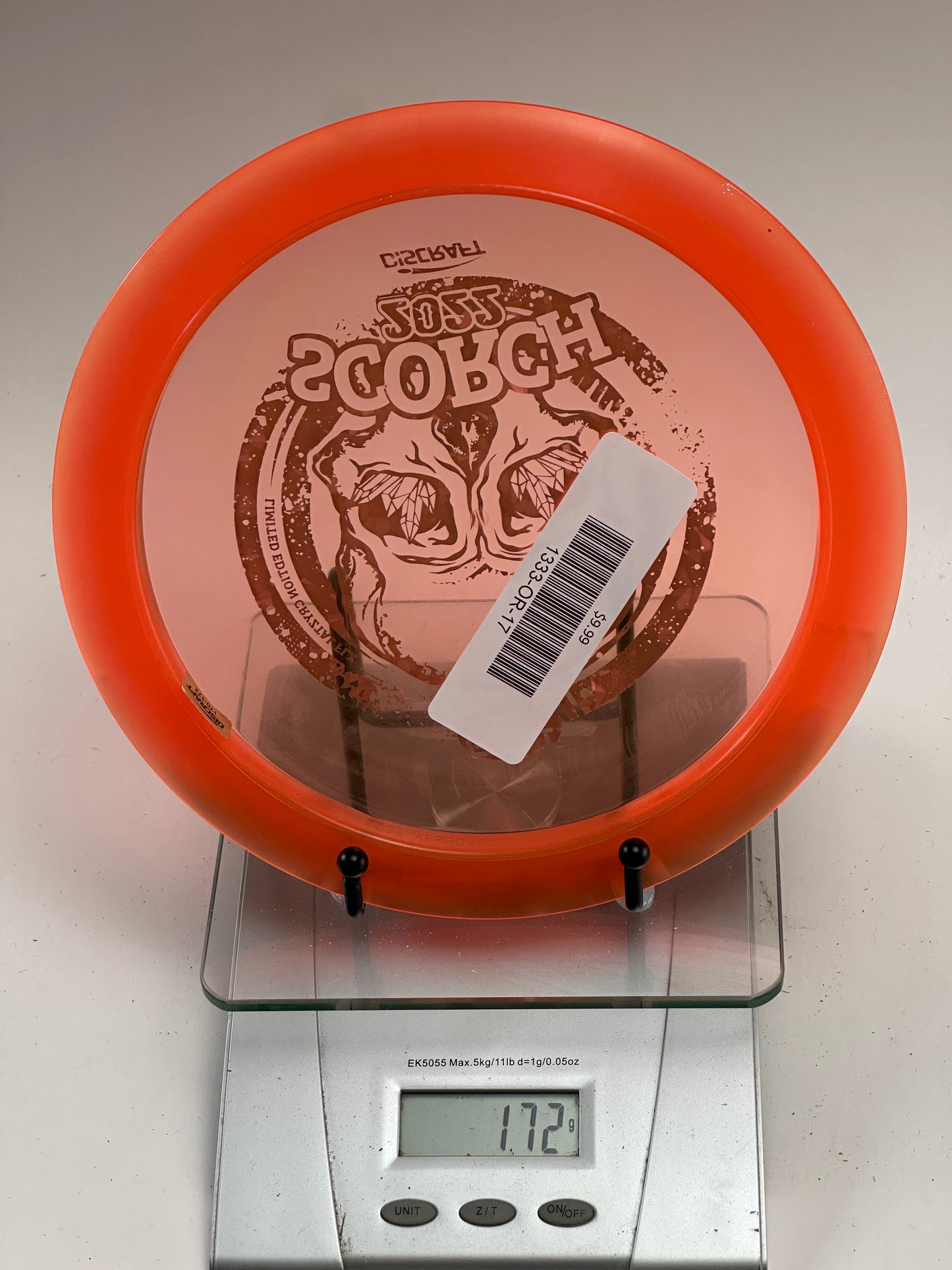 Discraft Scorch CryZtal FLX (2022) Skull Stamp - Clear/Orange