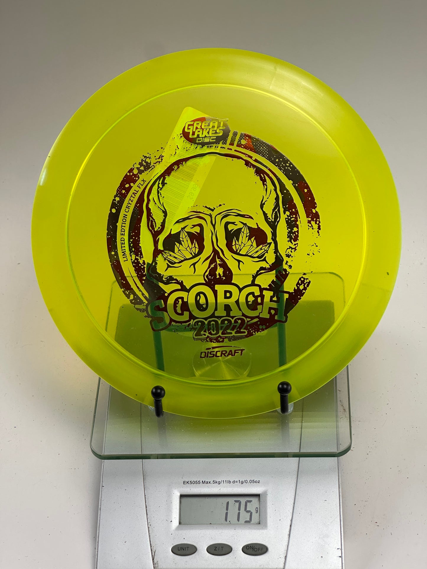 Discraft CryZtal FLX Scorch (2022 Great Lakes Disc Skull Stamp) Yellow