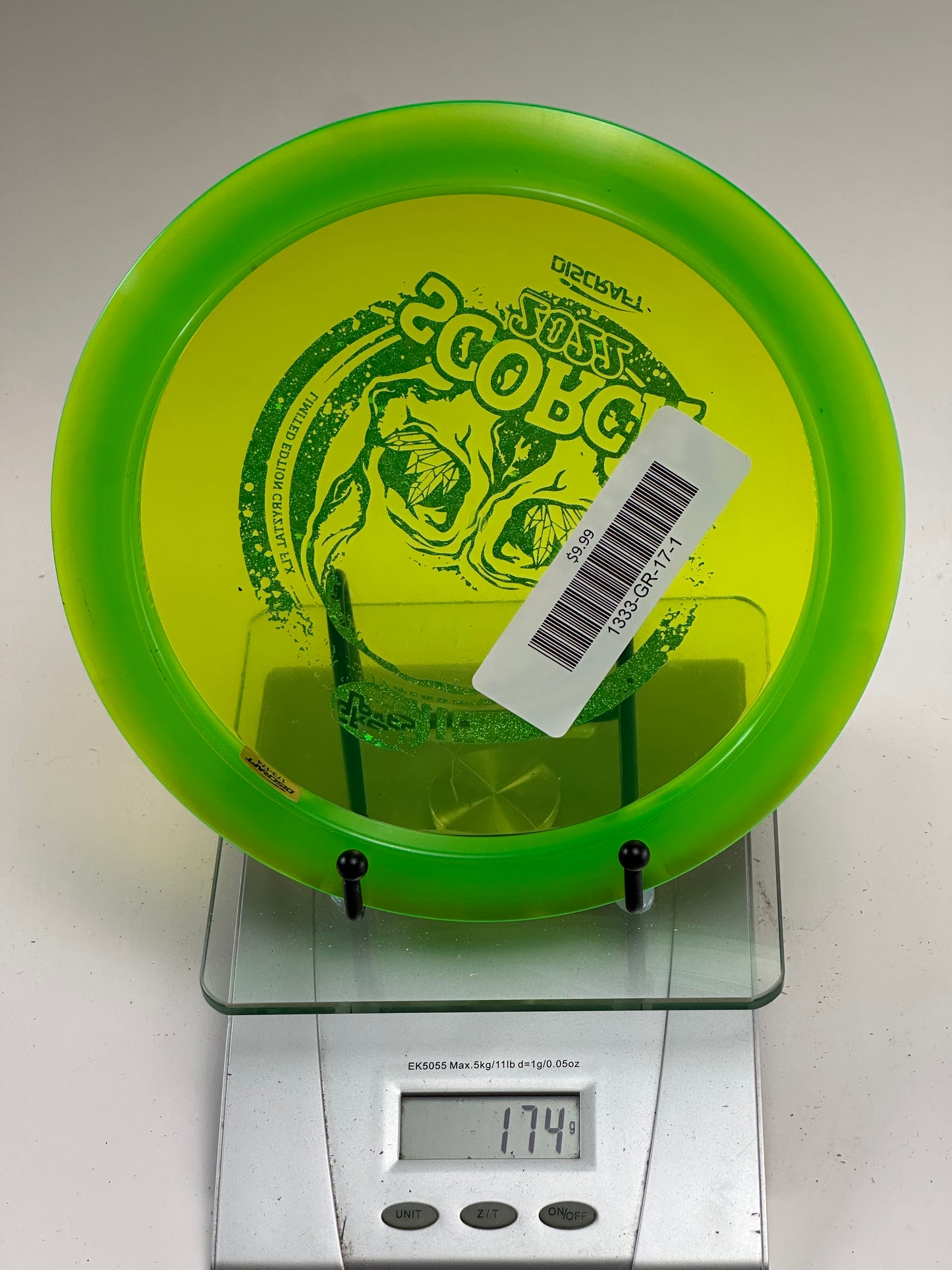 Discraft CryZtal FLX Scorch 2022 Great Lakes Disc Skull Stamp – Green/Clear