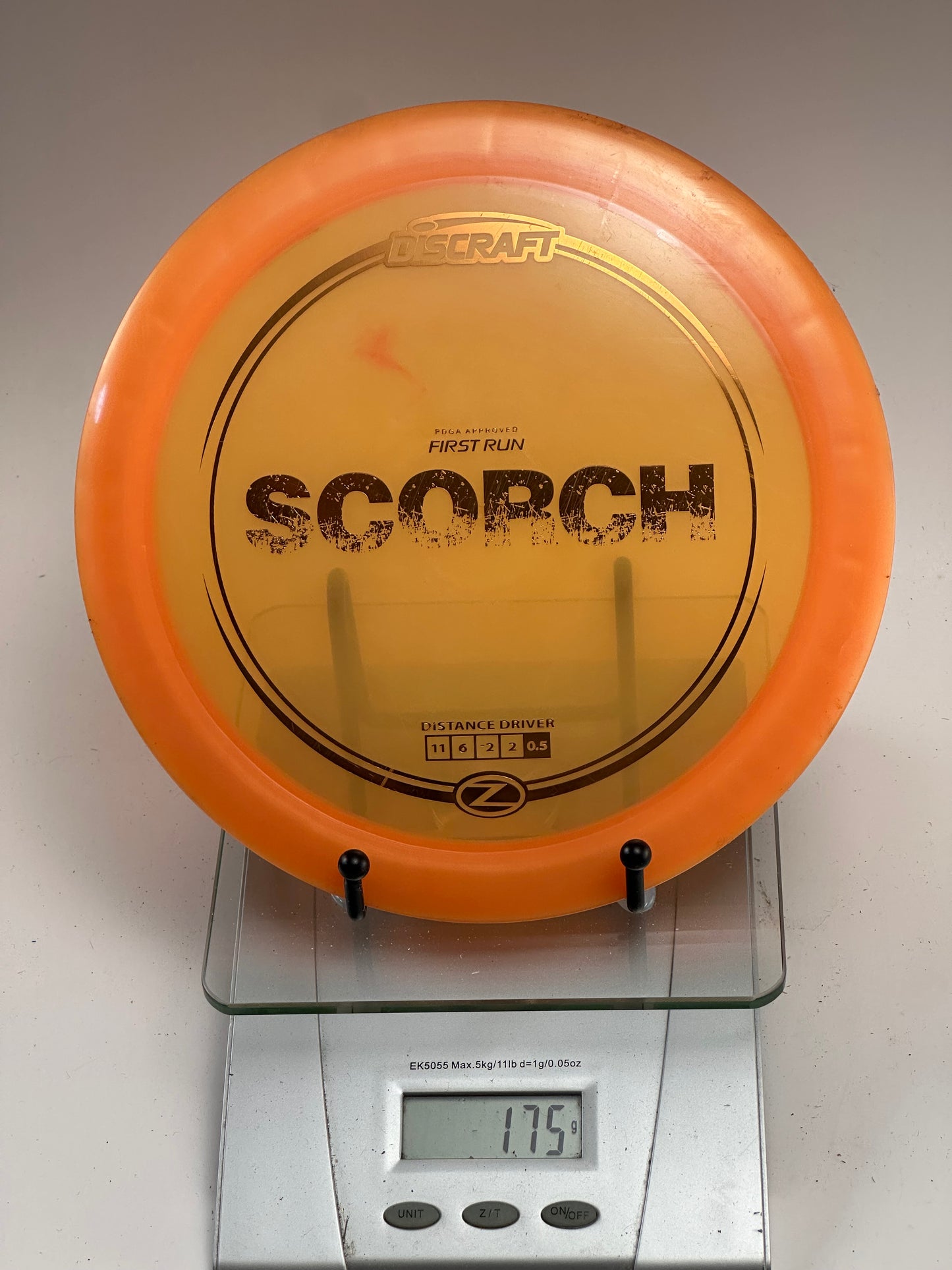 Discraft Z Scorch First Run Distance Driver (Transparent Orange Rim)