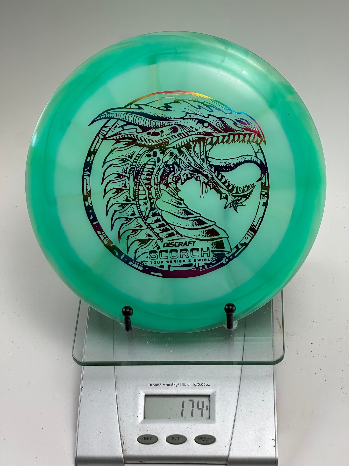 Discraft Tour Series Scorch (Z Swirl) – Transparent Teal Green Dragon Stamp