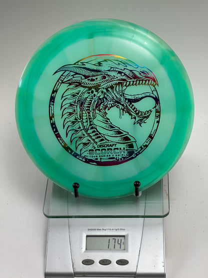 Discraft Tour Series Scorch (Z Swirl) – Transparent Teal Green Dragon Stamp
