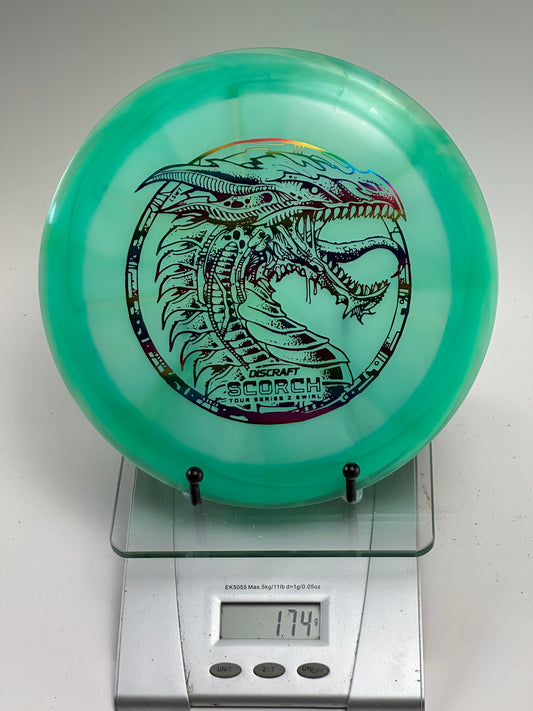 Discraft Tour Series Scorch (Z Swirl) – Transparent Teal Green Dragon Stamp
