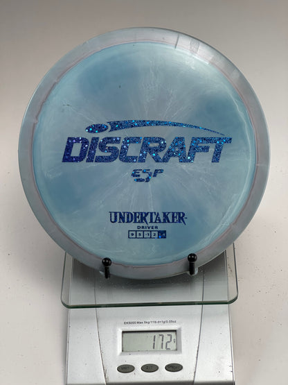 Discraft ESP Undertaker Fairway Driver - Swirly Light Blue w/ Blue Sparkle Stamp