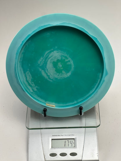 Discraft ESP Zeus 174g Aqua Swirl Clover Holographic Claw Stamp