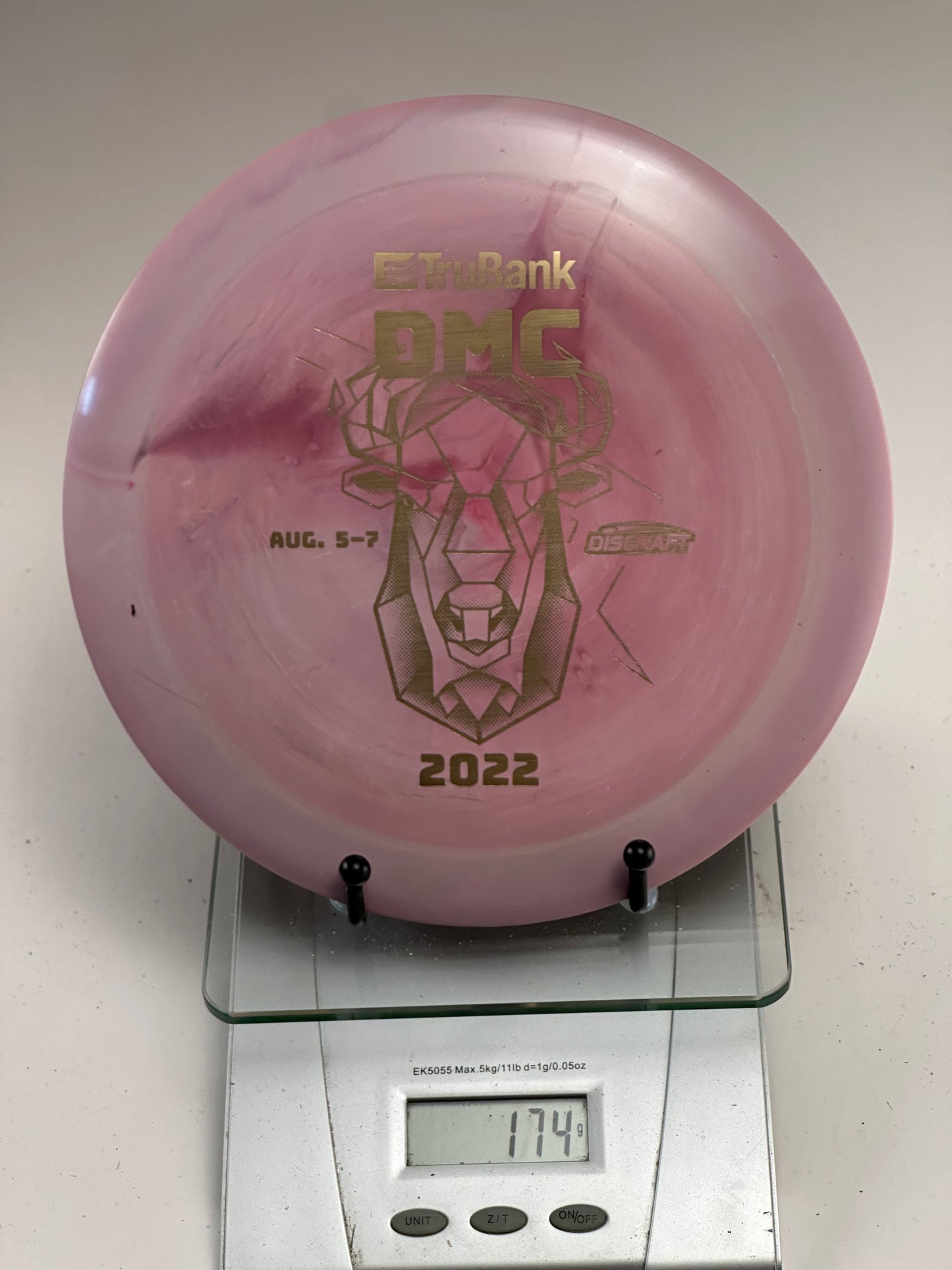 Discraft ESP Zeus – 2022 DMC Geometric Deer Stamp, Pink Swirl