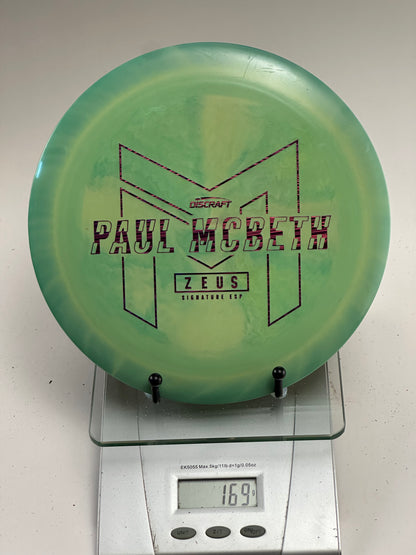 Discraft ESP Zeus Paul McBeth Stamp 169g Green/Yellow Swirl