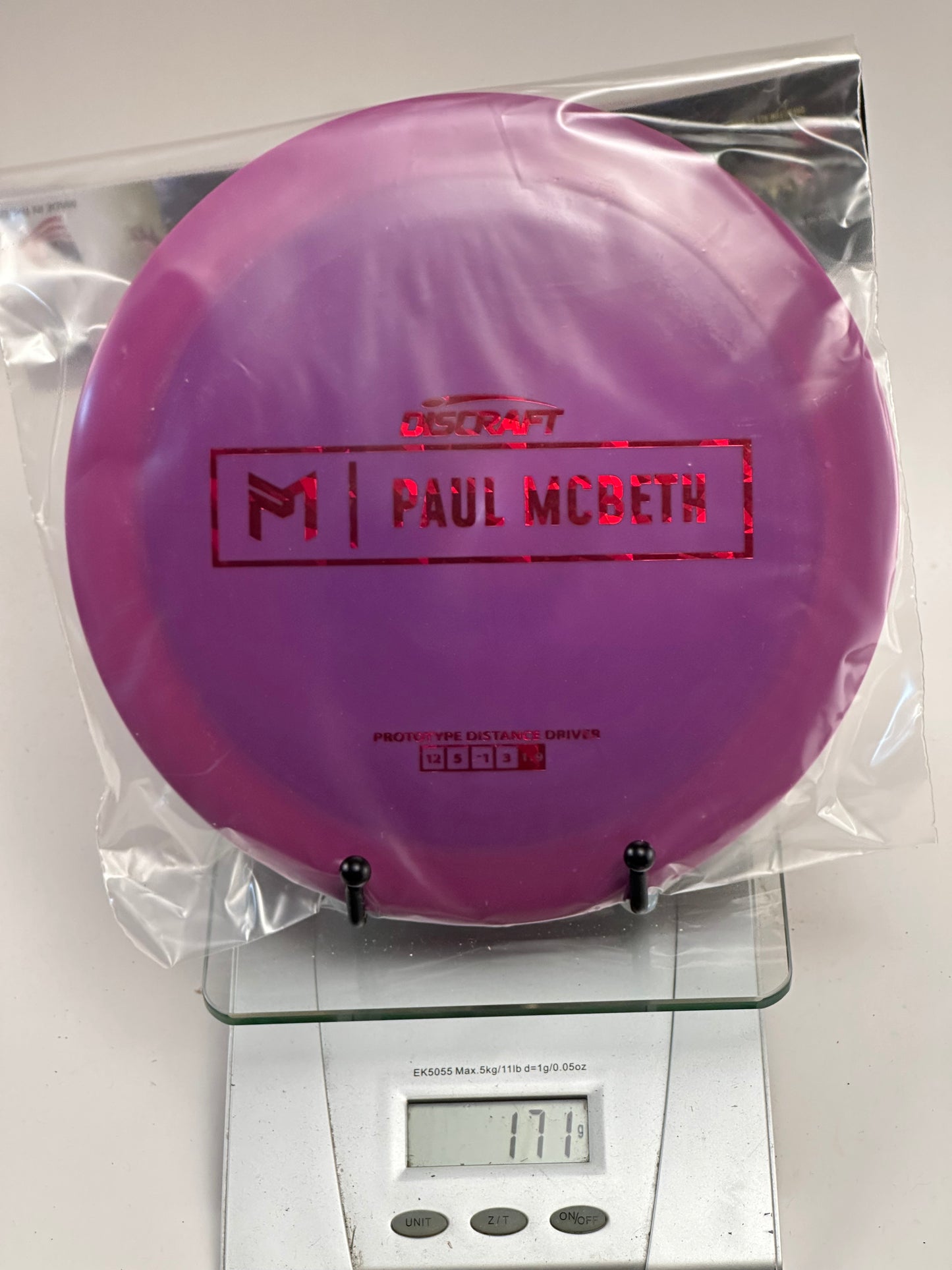 Discraft ESP Zeus Prototype Distance Driver (Paul McBeth) Purple/Red Foil 171g