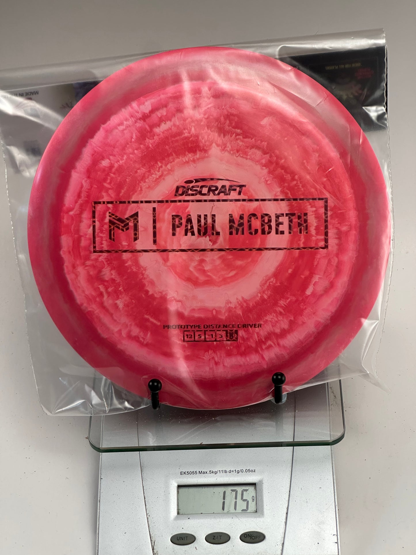 Discraft ESP Prototype Zeus Paul McBeth Box Stamp 175g Red/White Swirl