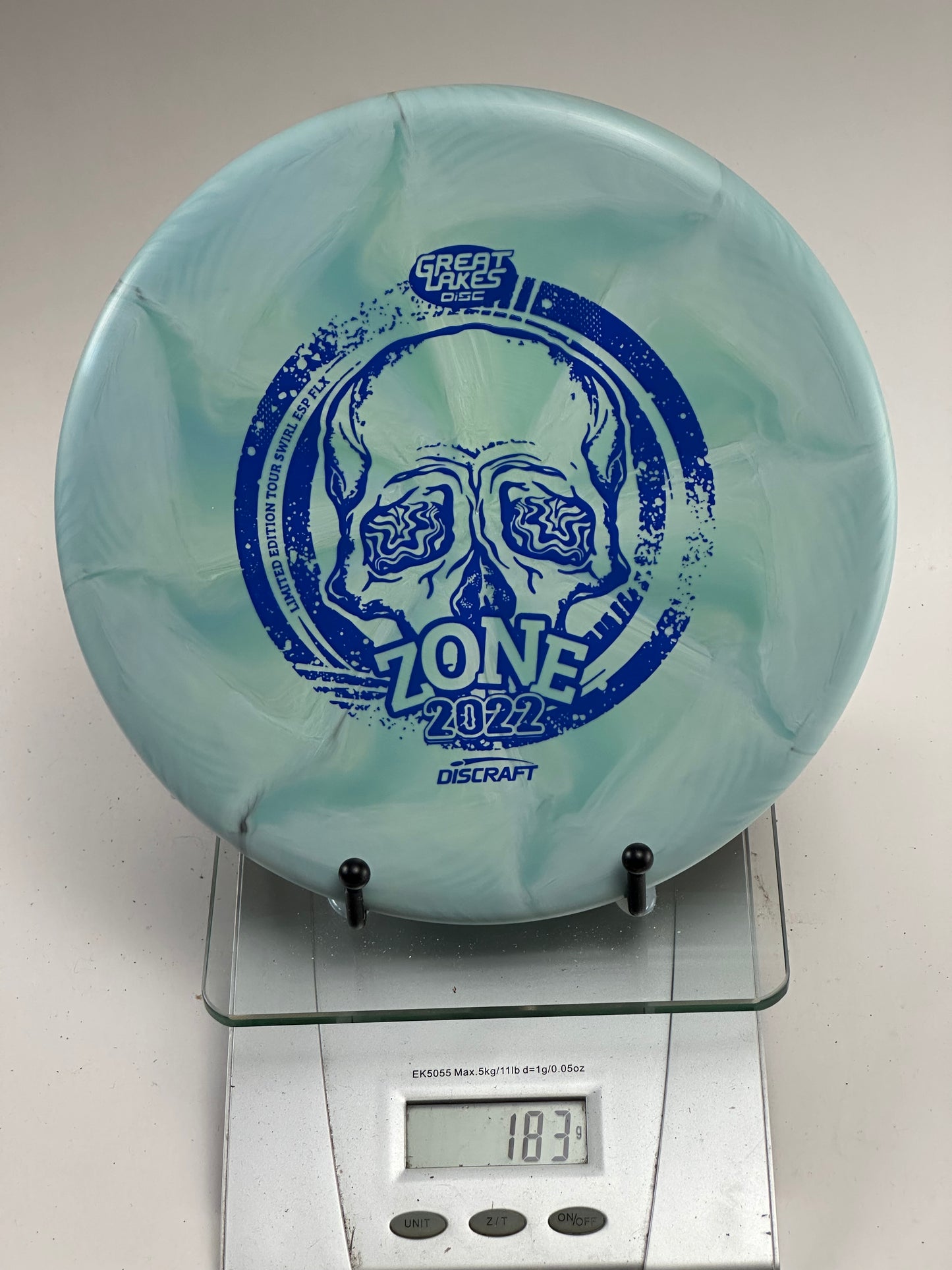 Discraft Zone Z Swirl ESP FLX (Great Lakes Disc 2022) Blue Skull Stamp
