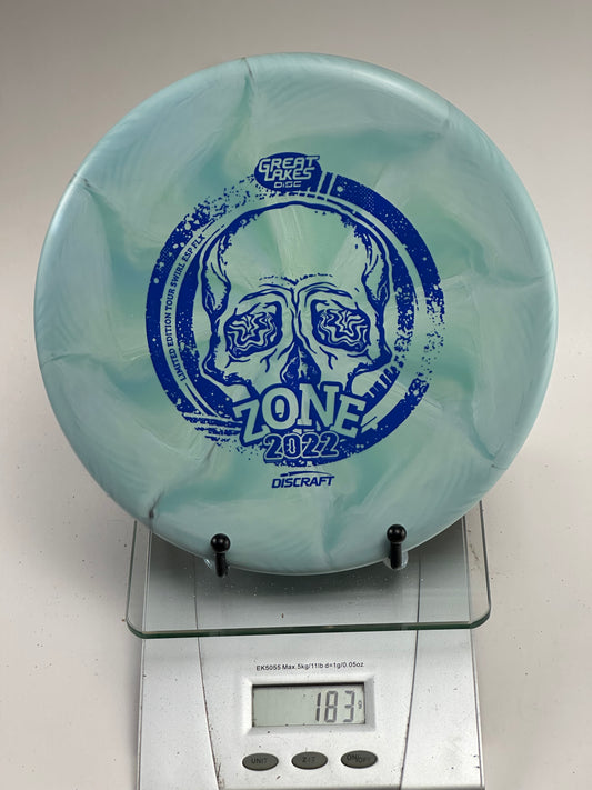 Discraft Zone Z Swirl ESP FLX (Great Lakes Disc 2022) Blue Skull Stamp