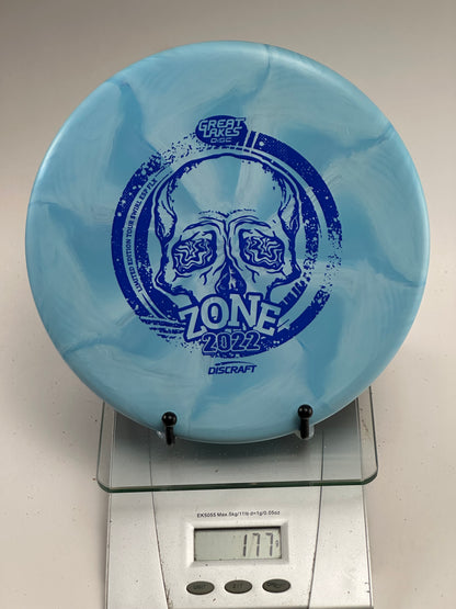 Discraft Zone ESP Swirl 2022 Great Lakes Tour – Blue Swirl Skull Stamp