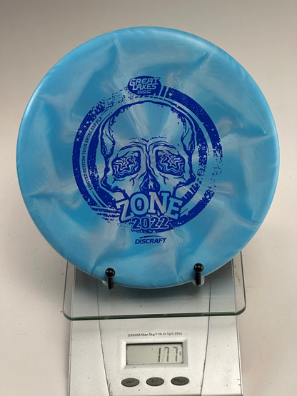 Discraft Zone ESP Swirl 2022 Great Lakes Tour Blue/White Skull Stamp