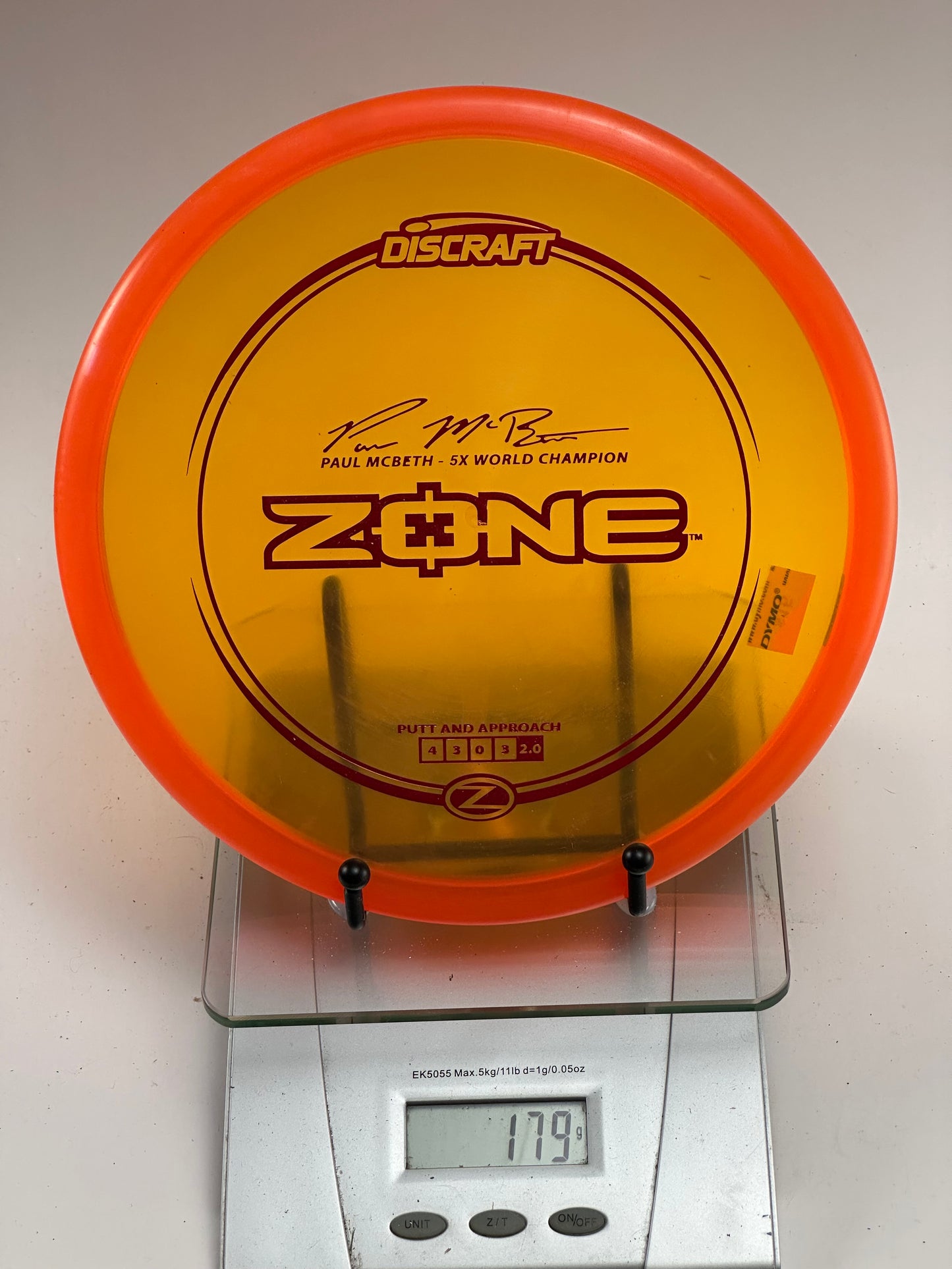 Discraft Z Zone Paul McBeth 5x Stamp - Transparent Orange