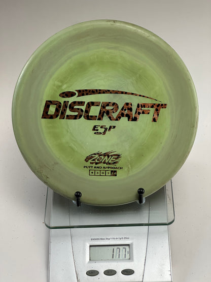 Discraft ESP Zone Putt & Approach – Light Green Cheetah Stamp