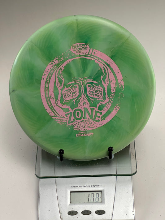 Discraft Zone ESP FLX 2022 Great Lakes Open Swirly Green/Pink Stamp
