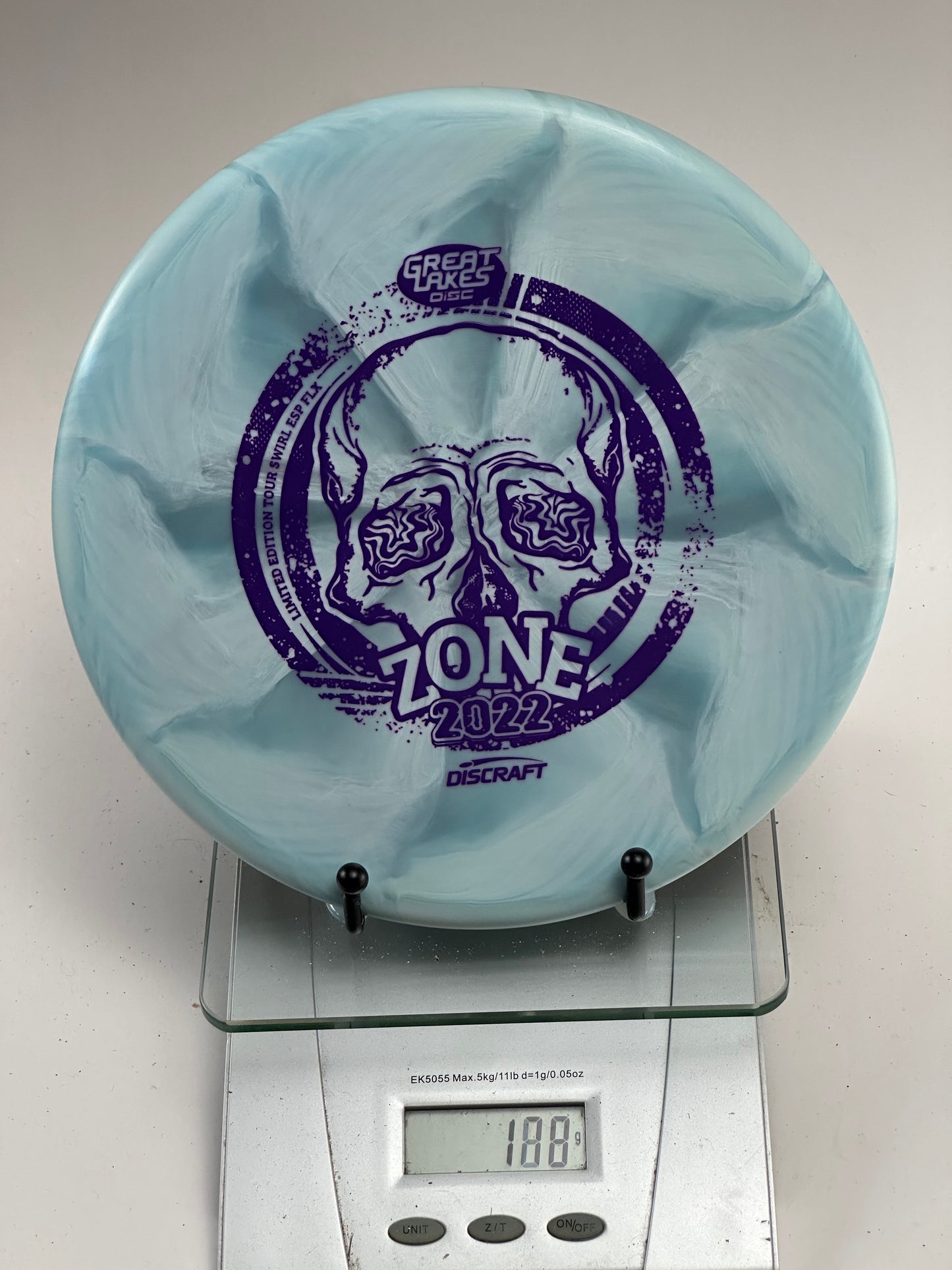 Discraft Zone ESP FLX 2022 Great Lakes Open Swirly Light Blue