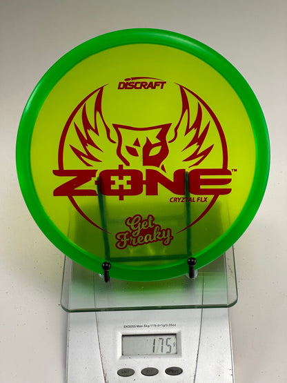 Discraft Zone CryZtal FLX “Get Freaky” Transparent Green w/ Red Stamp