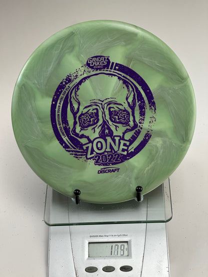 Discraft Zone Swirl ESP FLX (2022 Great Lakes Disc Skull Stamp) - Green Swirl