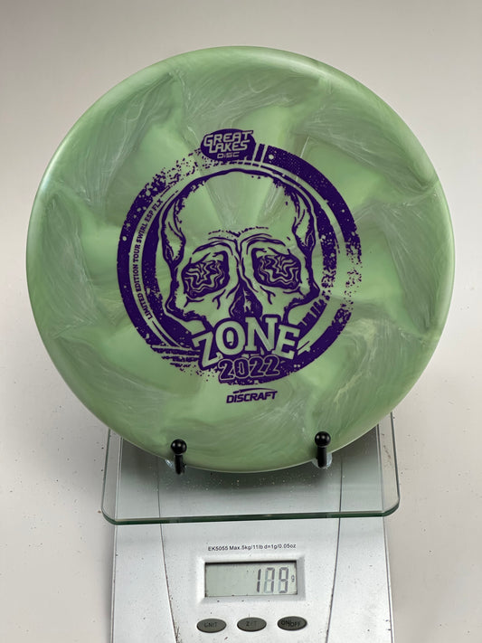 Discraft Zone Swirl ESP FLX (2022 Great Lakes Disc Skull Stamp) - Green Swirl