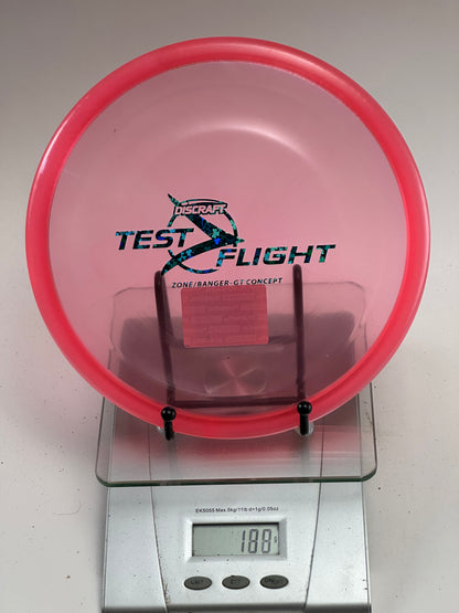 Discraft Zone Banger GT (Test Flight) Z Line – Clear Pink w/ Red Rim